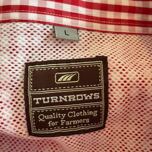 Turnrows red & white check vented short sleeve polyester/cotton shirt - Picture 6 of 7